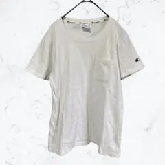 14139 チャンピオン ポケット半袖Tシャツ M ホワイト 綿100% 古着