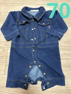 デニムロンパース　70 くろわっさんす　べべ