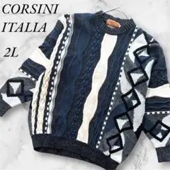 コルシーニ　３Dニット 総柄 立体編み セーター メンズ 2L 大きいサイズ