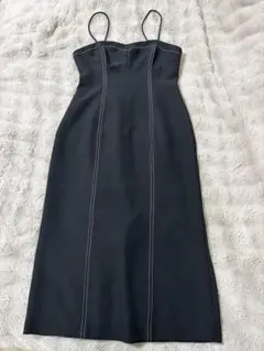 ZARA コントラストトップステッチペンシルドレス ワンピース ブラック
