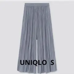 ユニクロ　ワッシャーサテンスカートパンツ　ガウチョ　ブルーS