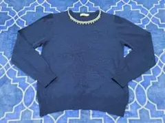 earth music&ecology ネイビー長袖ニット USED品