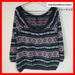 【marshmallow crown 】美品☆ノルディック柄セーター☆フリーのサムネイル