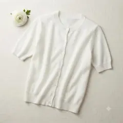 【TOMMY HILFIGER】半袖カーディガン ホワイト サマーニット【S】のサムネイル