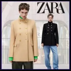 【美品♪即完売！マンテコ】ザラ　ナポレオンジャケット　金ボタン　ダブルブレスト