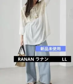 新品未使用　RANAN ラナン　インド製楊柳刺繍ブラウス　ホワイト　LLのサムネイル