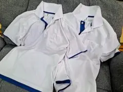 Lサイズ glimmer 半袖 ポロシャツ ホワイトブルー　二枚セット 制服