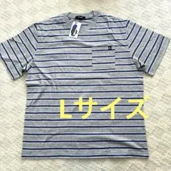 ÅLAND グレー/青ストライプ Tシャツ Lサイズのサムネイル