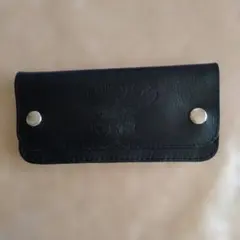 黒いレザー長財布 スナップボタン式