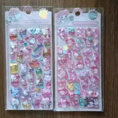 ハローキティ☆マイメロディボンボンドロップ風　3D　立体シールセット
