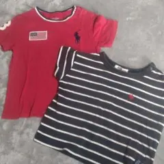 ポロベビー✨80cm✨赤、白黒ボーダー✨Tシャツ2枚セット✨