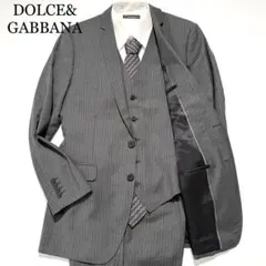 【美品】DOLCE&GABBANA スリーピース グレー ストライプ 48のサムネイル