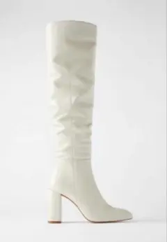 ZARA ニーハイ　ブーツ　ホワイト　37 ロングブーツ　ザラ