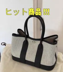 キャンバス レザー ハンドバッグ ブラック