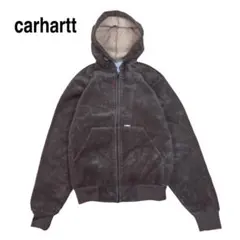 美品 80s USA製 カーハート ベロアパーカー ジップパーカー ブラック黒 デッドストック☆80s USA製 carharttカーハート ベロア ジップパーカー