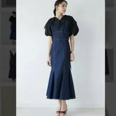 ラグナムーン ビスチェマーメイドデニムワンピース　ロング丈　デニム　ワイシャツ