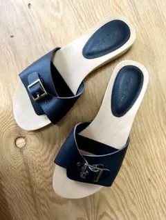 coen 木製　リアルレザー　サンダル　下駄