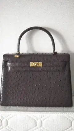 週末セール[オーストリッチ]、ハンドバッグ茶