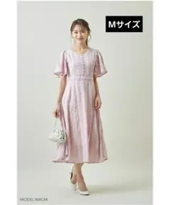 トッコクローゼット　飾りくるみ釦付きハシゴレース×ストライプフラワー刺繍ワンピのサムネイル