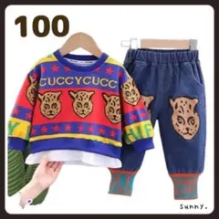 韓国子供服 トップス トレーナー カラフル カジュアルパンツ100 a