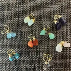 天然石のピアス　8点セット