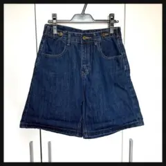 ハイウエストデニムショートパンツ　ハーフパンツ　フレア　ワイド　ブルー