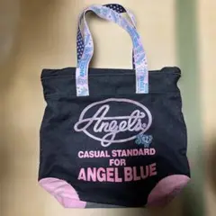 A4サイズ　ANGEL BLUE デニムトートバッグ　黒　ファスナー付き