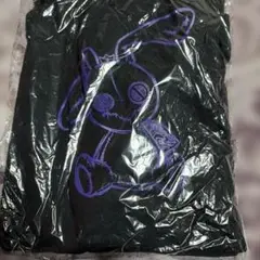 NieRCLOTHINGウサギ紫色絵柄の黒フード付きパーカー