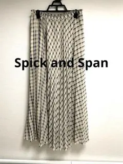 美品 Spick and Span チェック柄 スカート M ベージュ ネイビーのサムネイル