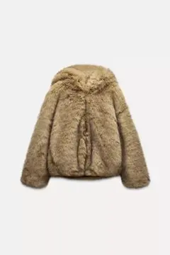 ZARA フェイクファー フーデッドジャケット 1255/866/052