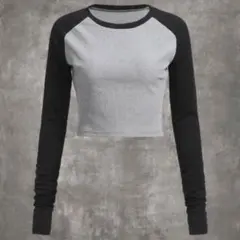 SHEIN ラグラン配色クロップドTシャツ XS