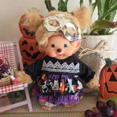 モンチッチ S ハロウィン服 ワンピース Halloween　紫シルバー