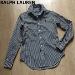 【極美品】ラルフローレン 長袖シャツ ストライプ スリムフィット 2サイズ 黒