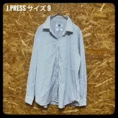 J.PRESS ソメロス 高級生地 ストライプシャツ ブラウス パールボタン 9のサムネイル