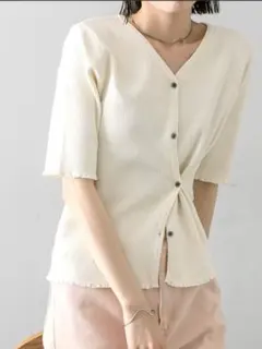 mystic　半袖レイヤードカーディガン　アイボリー