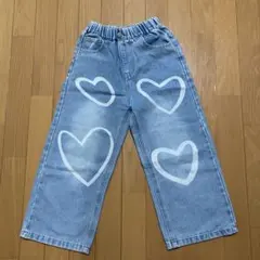ハート柄　デニムパンツ　9Y ダンス着