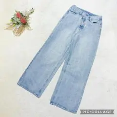 イング 【F】 ワイドレッグデニムパンツ ジーパン ジーンズ ライトブルー