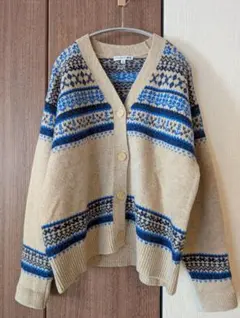 ユニクロ JW ANDERSON スフレヤーンフェアアイルカーディガン ベージュ