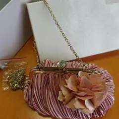 【新品 未使用】 コサージュ付き パーティーバック クラッチバック