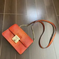 Milly オレンジ ヘビ柄 ショルダーバッグのサムネイル