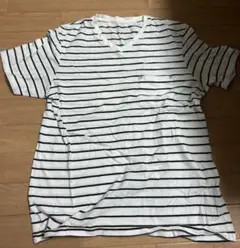 ボーダー柄 Vネック ポケットTシャツ