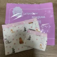 値下げ！【新品】LeSportsac MAQUIA特別付録　猫　桜　ポーチセットのサムネイル