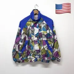 80s アメリカンヴィンテージ 幾何学柄 ナイロンジャケットのサムネイル