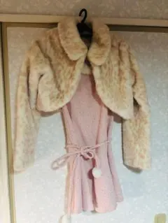 ファーボレロ（レオパード風・ショート丈） ノースリーブワンピース