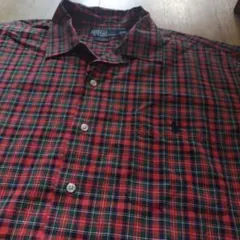 90s　ラルフローレン　adams　半袖　開襟シャツ　チェック　古着　ビンテージ