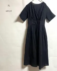 N. コットンローン カシュクールワンピブラック 半袖ワンピース Mサイズのサムネイル
