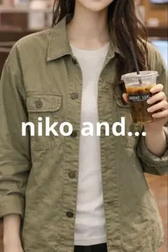 niko and ... ミリタリーシャツ　オリーブグリーン