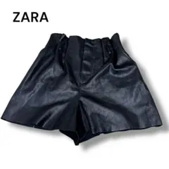 ZARA ザラ フェイクレザー ショートパンツ XS ブラック　光沢感　高見え