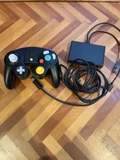 ゲームキューブ コントローラー 有線 黒　接続タップ付き