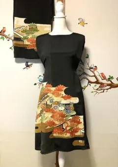 着物　留袖　リメイク　ワンピース　ポンチョ風ケープ　セット